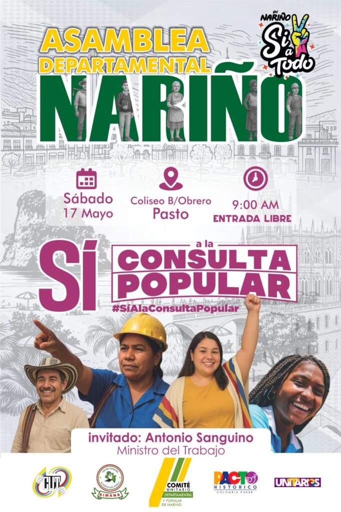 ¡Nariño se moviliza! Asamblea Departamental en apoyo a la Consulta Popular este sábado en Pasto