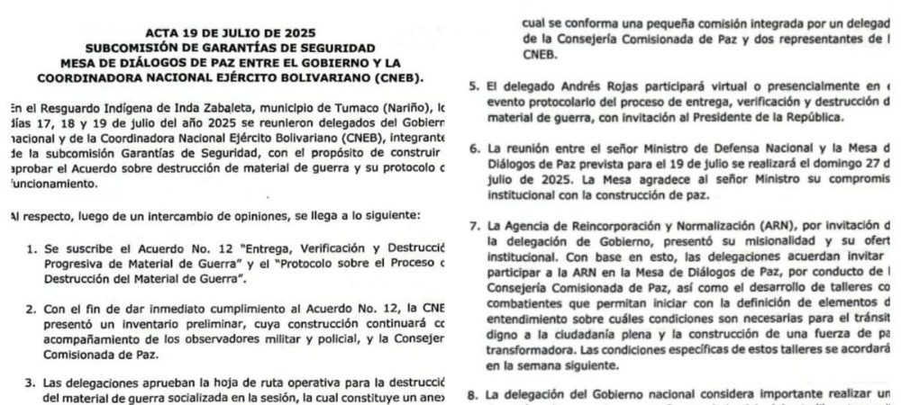 Aprobados protocolos para destrucción de 14 toneladas de material de guerra en Tumaco