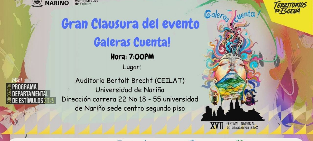 Este año, el festival reunirá a narradores orales de distintas regiones del país, así como invitados internacionales, quienes deleitarán al público con cuentos, relatos, leyendas y testimonios que evocan las raíces culturales y sociales de nuestras comunidades. La programación incluye presentaciones en instituciones educativas, bibliotecas, plazas públicas y escenarios comunitarios, además de talleres de narración, conversatorios con maestros de la palabra, actividades de lectura en voz alta y un homenaje especial a los sabedores populares del territorio. “El Festival Galeras Cuenta es una fiesta del alma que nos conecta con nuestras raíces, la memoria de nuestros mayores y el poder de la palabra para construir comunidad”, destacó [nombre del organizador o autoridad cultural, si lo tienes]. Este encuentro cultural se ha consolidado como uno de los más importantes del país en su género, promoviendo el intercambio entre generaciones y la resignificación de los saberes orales como herramienta educativa y de identidad territorial. Desde la organización del festival se hace una invitación abierta a toda la comunidad y visitantes a sumarse a esta experiencia de escucha y creación colectiva, y a valorar la oralidad como un patrimonio vivo que sigue transformando realidades.
