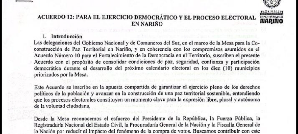 Gobierno y Comuneros del Sur acuerdan proteger las elecciones en Nariño